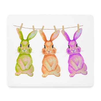 Hase T-Shirt süß Wäscheleine Osterdesign Geschenk - Mousepad (Querformat) - Weiß - Vorne