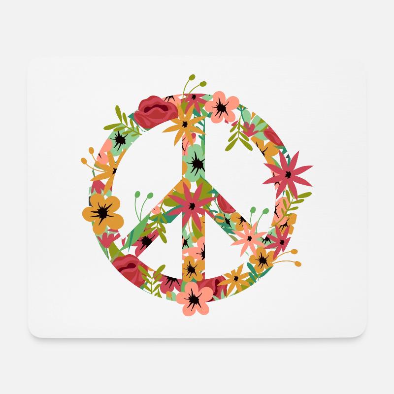 Peace Hippie Flower Power - Mousepad (Querformat) - Weiß