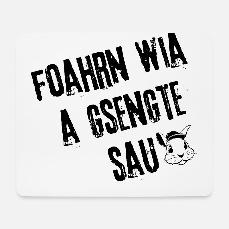 GsengteSau_OnTheRoad | Redewendung - Mousepad (Querformat) - Weiß