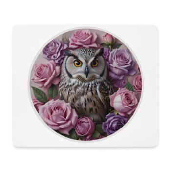 Eulen- und Pastellrosa - Mousepad (Querformat) - Weiß - Vorne