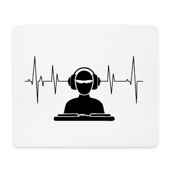 Dj an den Turntables mit Heartbeat - Mousepad (Querformat) - Weiß - Vorne