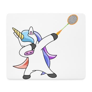 Licorne tamponnant le badminton - Tapis de souris (format paysage) - blanc - Devant