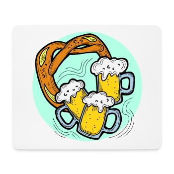 Fête de la bière Octoberfest. Tasse à bière et Brezel. - Tapis de souris (format paysage) - blanc - Devant
