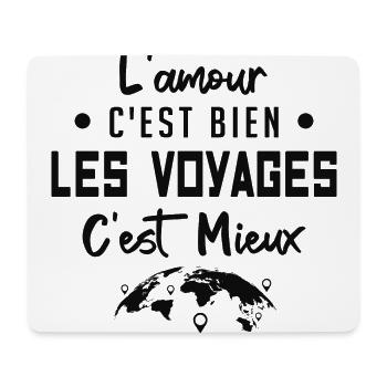l'amour c'est bien les voyages c'est mieux - Tapis de souris (format paysage) - blanc - Devant