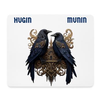 Hugin und Munin, die Raben Odins (mit Aufschrift) - Mousepad (Querformat) - Weiß - Vorne