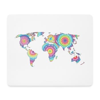 Mandala-Weltkarte bunt - Mousepad (Querformat) - Weiß - Vorne