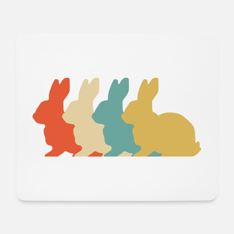Retro Hase - Mousepad (Querformat) - Weiß