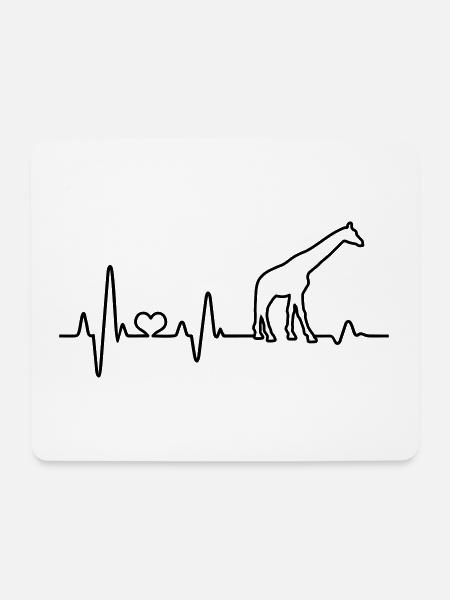 Giraffe Herzschlag EKG Tier Afrika Puls Safari - Mousepad (Querformat) - Weiß