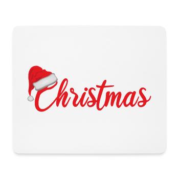 Weihnachten Schriftzug mit Nikolaus Mütze - Mousepad (Querformat) - Weiß - Vorne