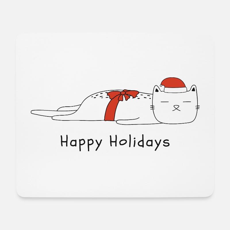 Funny cat Christmas - Mouse Pad (horizontal) - white