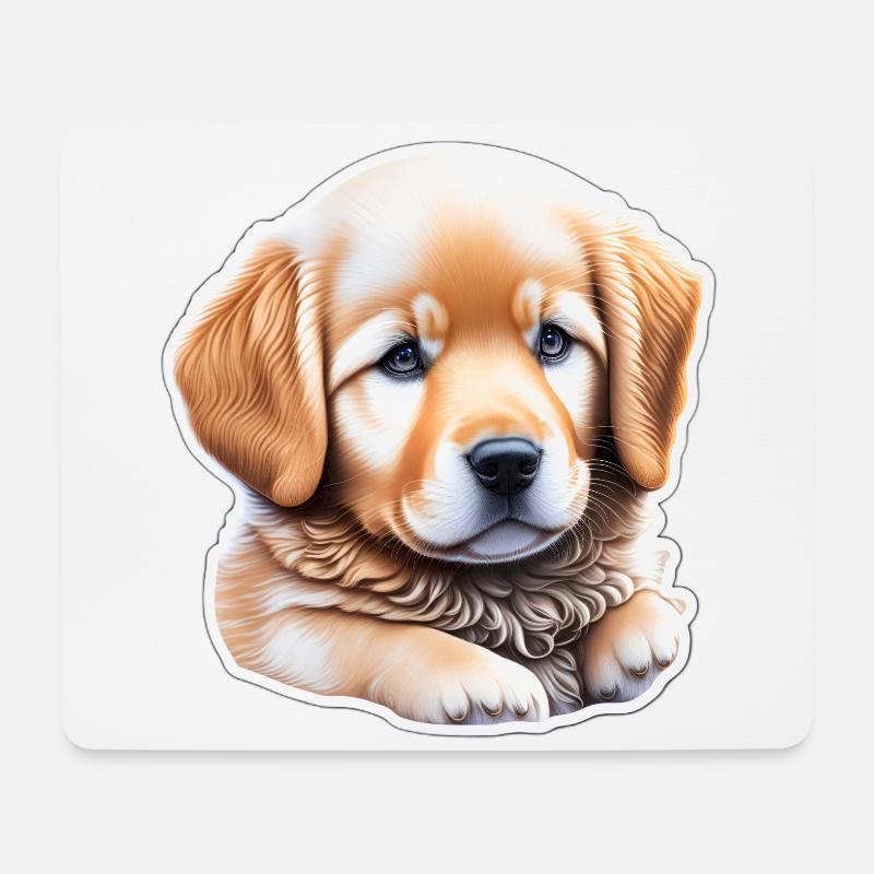Süßer putziger Golden Retriever Welpe - Mousepad (Querformat) - Weiß