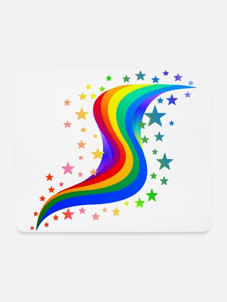 Regenbogen mit Sternen - Rainbow with stars - Mousepad (Querformat) - Weiß