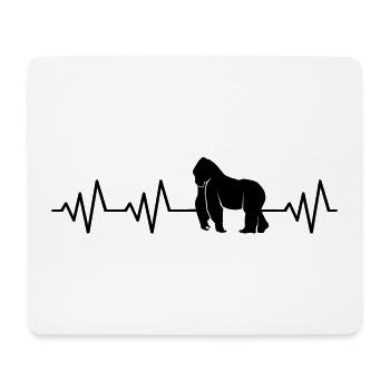 Herzschlag Gorilla Affe EKG Ich liebe Gorillas Zoo - Mousepad (Querformat) - Weiß - Vorne
