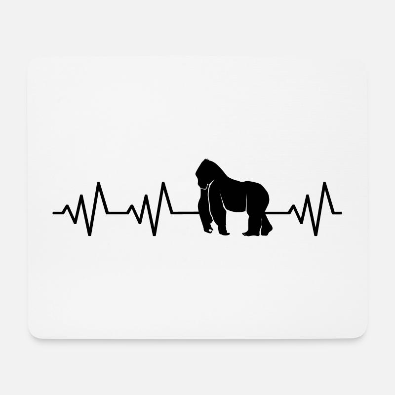 Herzschlag Gorilla Affe EKG Ich liebe Gorillas Zoo - Mousepad (Querformat) - Weiß