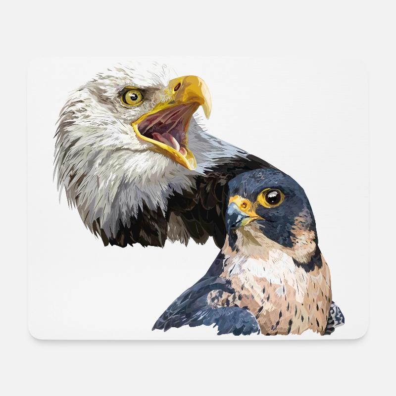 Weißkopfseeadler und Wanderfalke - Mousepad (Querformat) - Weiß