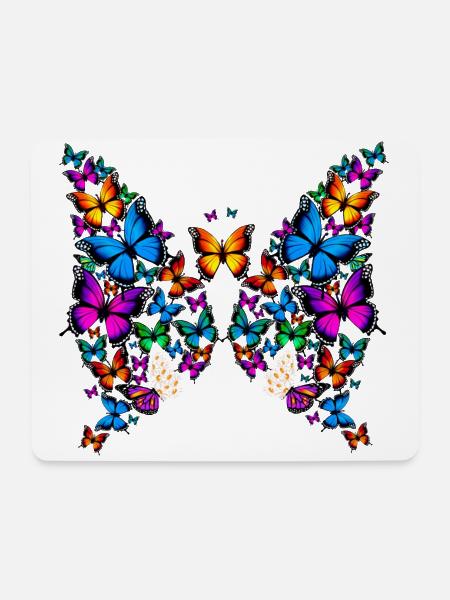 Frau Mädchen Schmetterlinge Gänseblümchen Design - Mousepad (Querformat) - Weiß