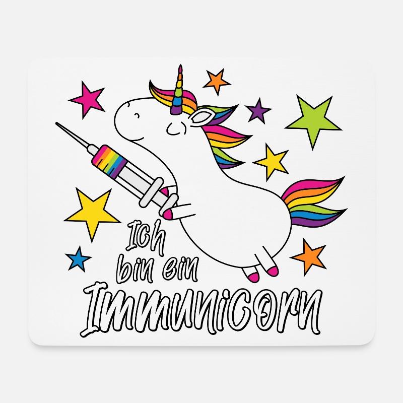 Geimpft Einhorn Ich bin ein Immunicorn - Mousepad (Querformat) - Weiß