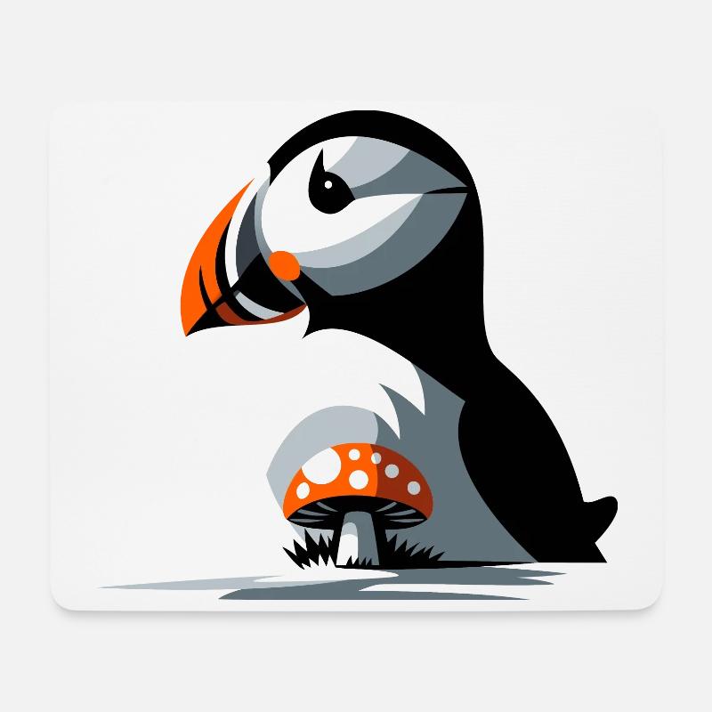 Puffin and toadstool - Mouse Pad (horizontal) - white