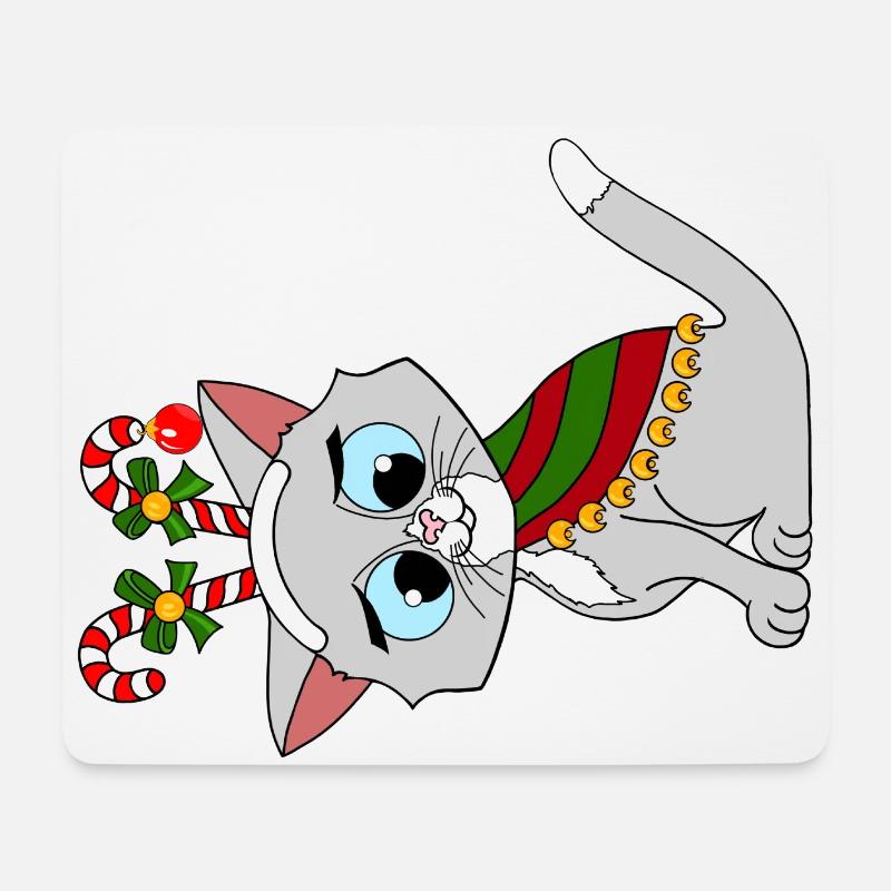 x-mas cat - Mousepad (Querformat) - Weiß