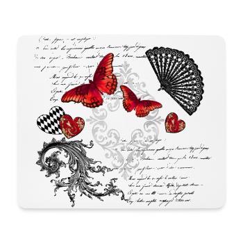 Schmetterlinge romantisch - Mousepad (Querformat) - Weiß - Vorne
