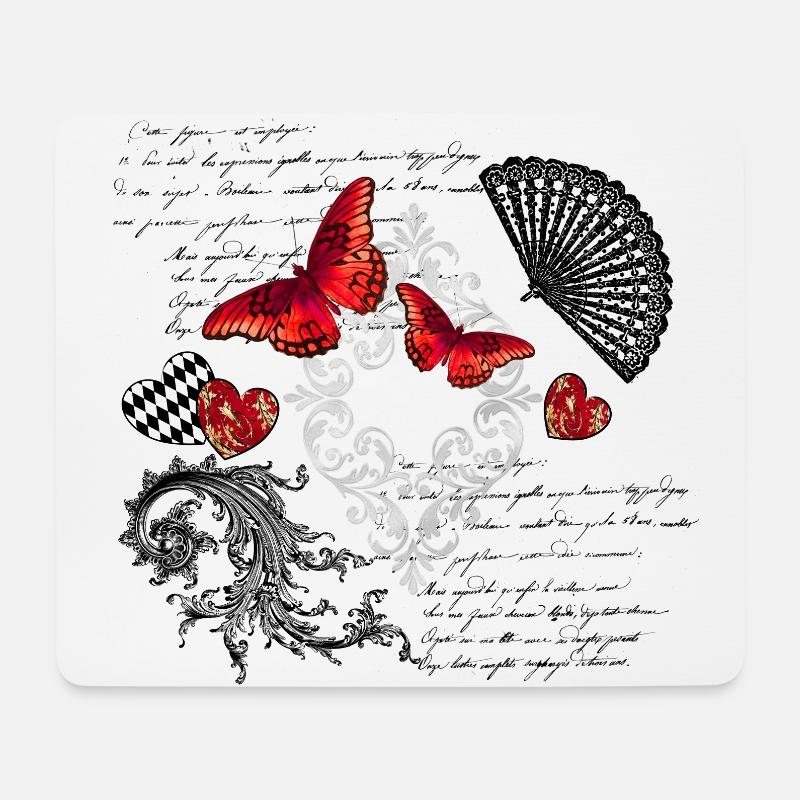 Schmetterlinge romantisch - Mousepad (Querformat) - Weiß