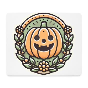 Vintage Halloween citrouille couronne badge - Tapis de souris (format paysage) - blanc - Devant