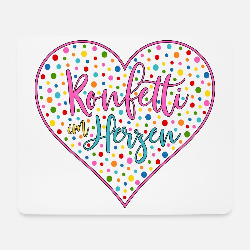 Konfetti im Herzen Herz Fasching Valentinstag Bunt - Mousepad (Querformat) - Weiß