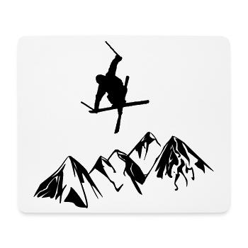 Berge mit Skifahrer - Mousepad (Querformat) - Weiß - Vorne