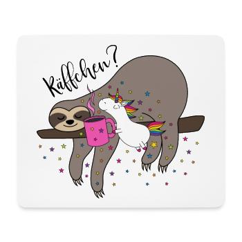 Käffchen Einhorn Faultier Kaffeetasse Büro Kaffee - Mousepad (Querformat) - Weiß - Vorne