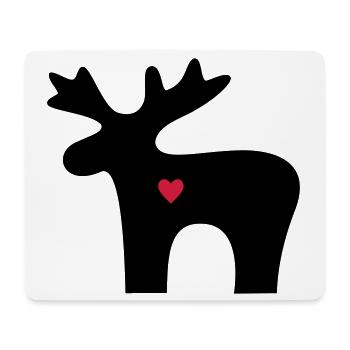 Moose heart love silhouette christmas - Mouse Pad (horizontal) - white - Front