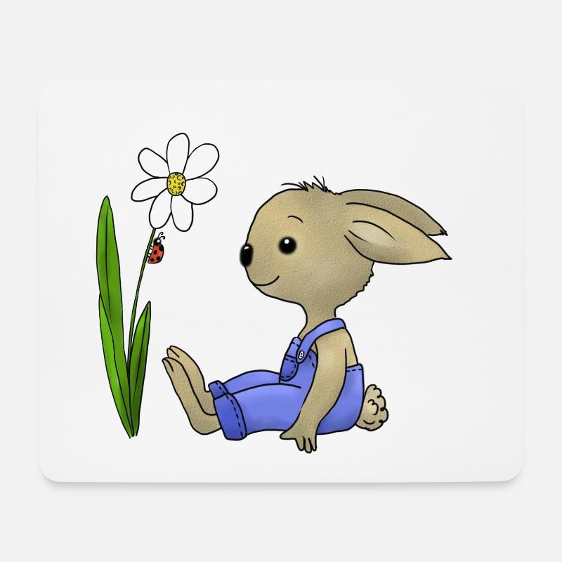 Hase und Marienkaefer - Mousepad (Querformat) - Weiß