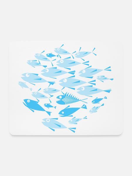 Fisch Cyan - Mousepad (Querformat) - Weiß