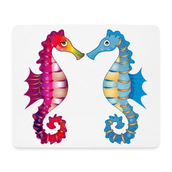zwei zauberhafte Seepferdchen in Liebe verbunden - Mousepad (Querformat) - Weiß - Vorne