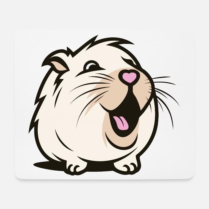 Fröhliches Meerschweinchen / Hamster – Herz-Nase - Mousepad (Querformat) - Weiß