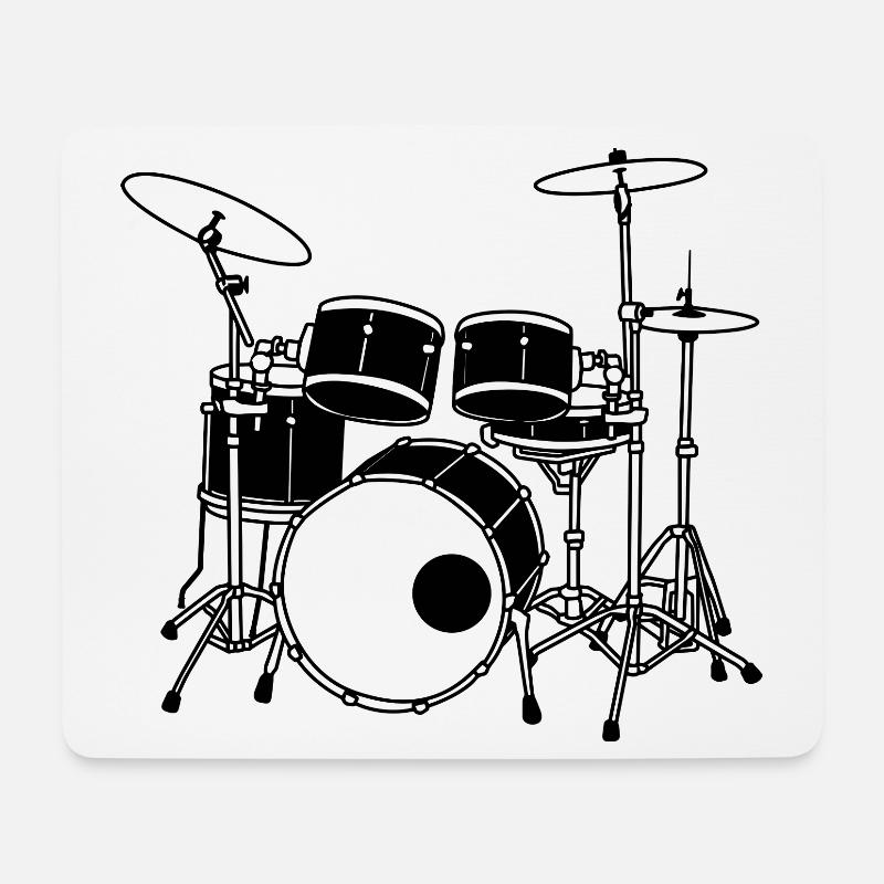Drumset - Mousepad (Querformat) - Weiß
