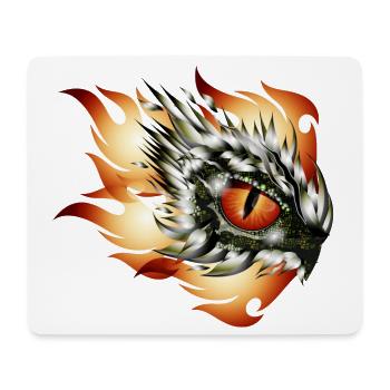 magisches Auge eines Drachen im Flammen Tattoo - Mousepad (Querformat) - Weiß - Vorne