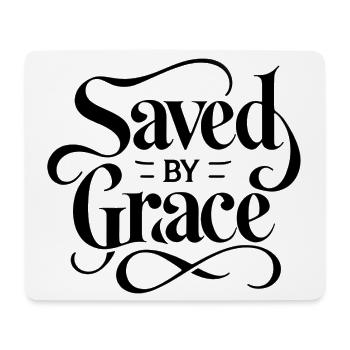 Saved by Grace Schriftzug Design - Mousepad (Querformat) - Weiß - Vorne
