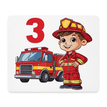 Camion de pompiers 3 anniversaire pompier pompier - Tapis de souris (format paysage) - blanc - Devant