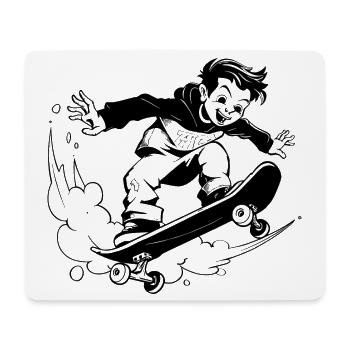 Cartoon Skateboarding Boy - Mouse Pad (horizontal) - white - Front