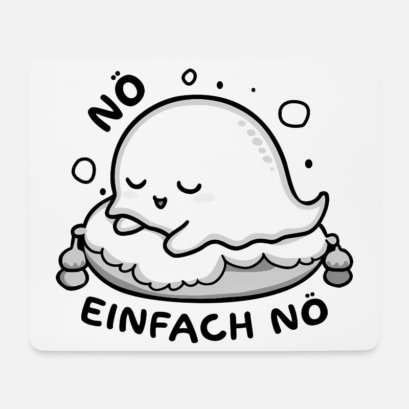 Kawaii Geist auf Kissen - Nö Einfach Nö - Mousepad (Querformat) - Weiß