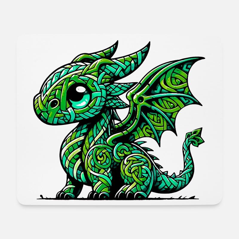 Drache - Mousepad (Querformat) - Weiß