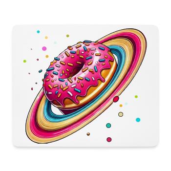 Un beignet avec des pépites colorées comme la planète Saturne - Tapis de souris (format paysage) - blanc - Devant