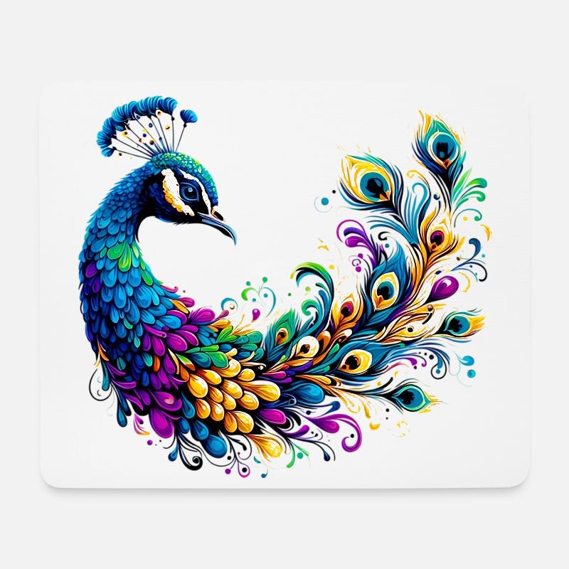 Pfau - Mousepad (Querformat) - Weiß
