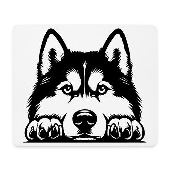 Tête de husky avec pattes - Tapis de souris (format paysage) - blanc - Devant