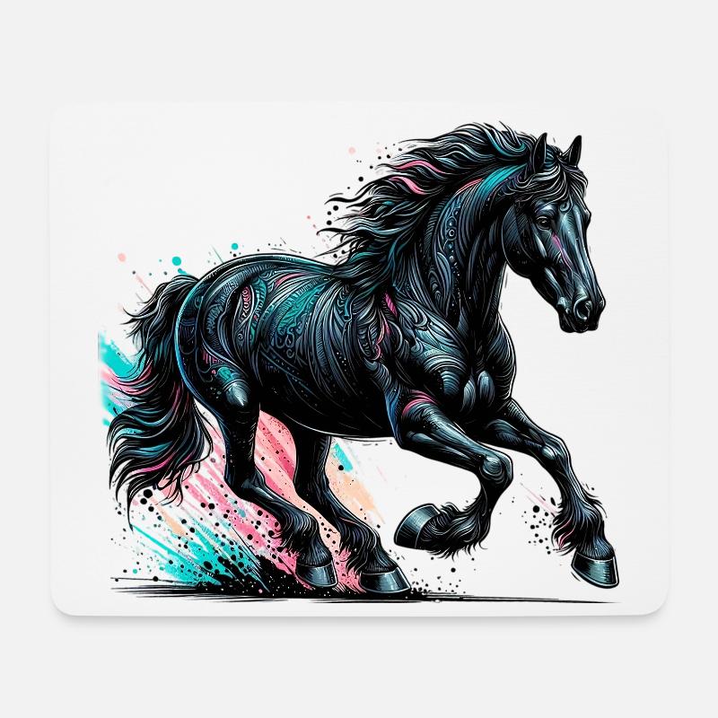 Pferd - Mousepad (Querformat) - Weiß