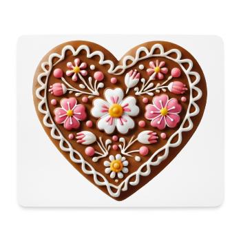 Cœur en pain d’épices : Tradition sucrée et amour combinés - Tapis de souris (format paysage) - blanc - Devant