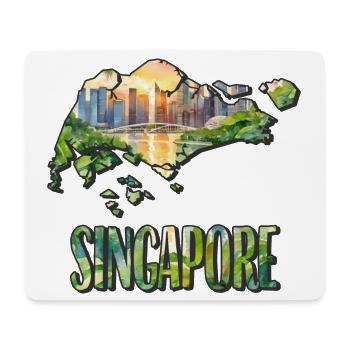 Aquarell Landkarte Singapur - Mousepad (Querformat) - Weiß - Vorne