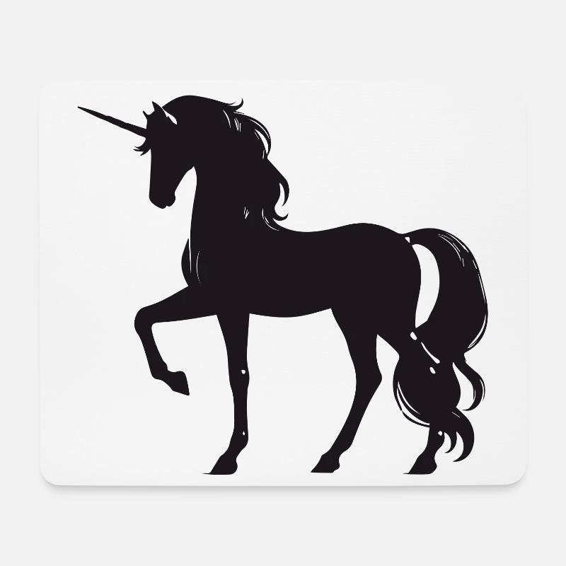 Majestätisches Einhorn im Silhouetten-Stil - Mousepad (Querformat) - Weiß