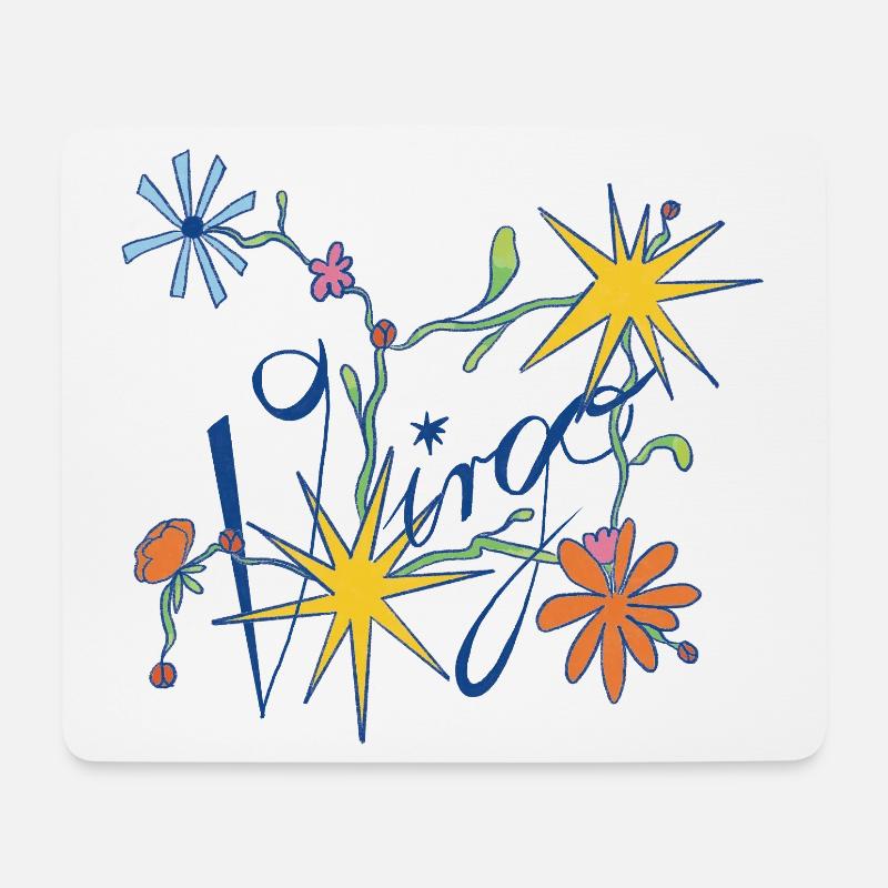 Virgo – Verspielte Sternzeichen-Illustration - Mousepad (Querformat) - Weiß