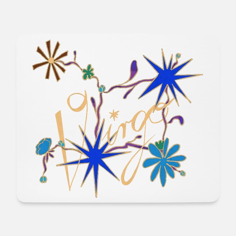 Virgo – Mystische Sternzeichen und Blumen - Mousepad (Querformat) - Weiß